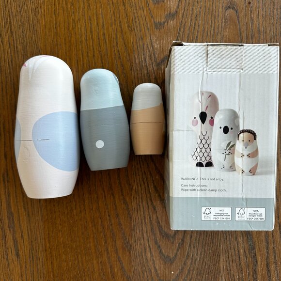 NWOT Australian Animals Nesting Dolls Wooden Toy Koala Echidna Galah - Picture 2 of 9